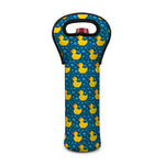 Pixel Rubber Duck Pattern Print Single Neoprene Wine Tote