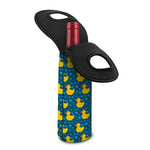 Pixel Rubber Duck Pattern Print Single Neoprene Wine Tote