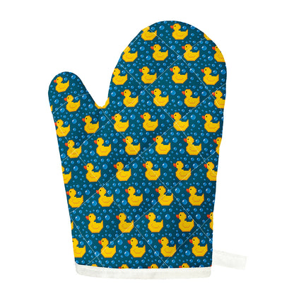 Pixel Rubber Duck Pattern Print Single Oven Mitt