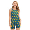 Pixel Rubber Duck Pattern Print Sleeveless One Piece Swimsuit