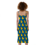 Pixel Rubber Duck Pattern Print Slim Fit Midi Cami Dress