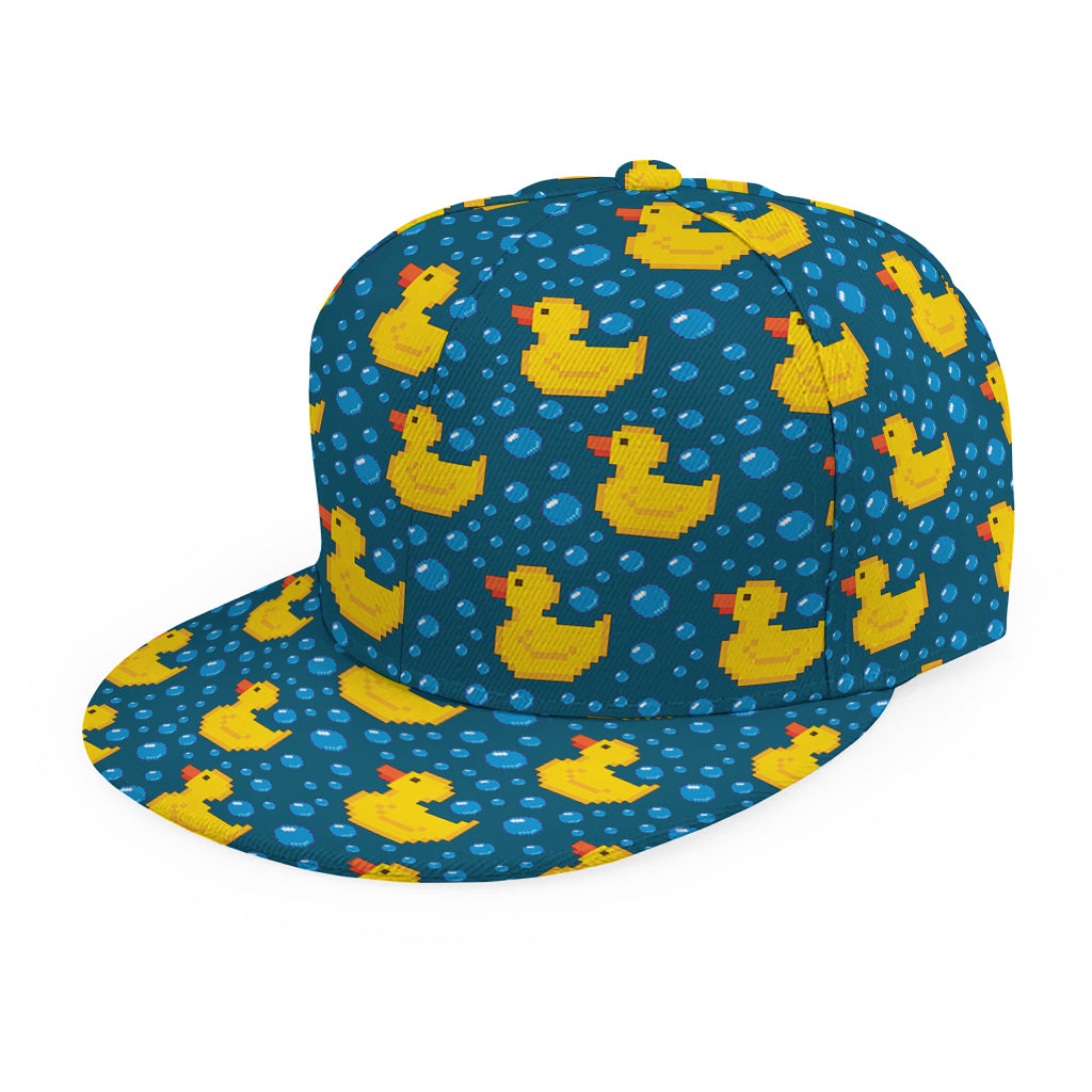 Pixel Rubber Duck Pattern Print Snapback Cap