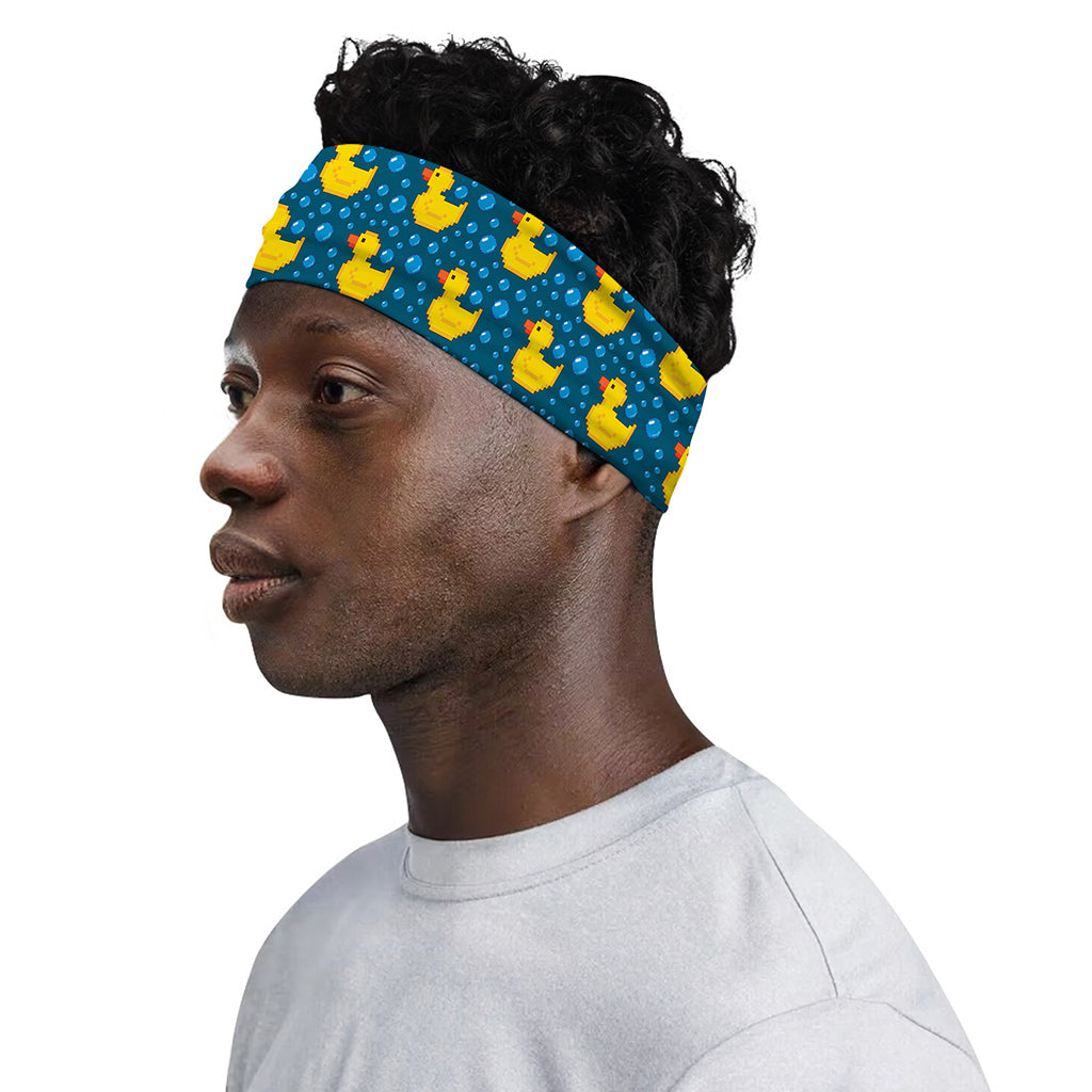 Pixel Rubber Duck Pattern Print Sports Headband