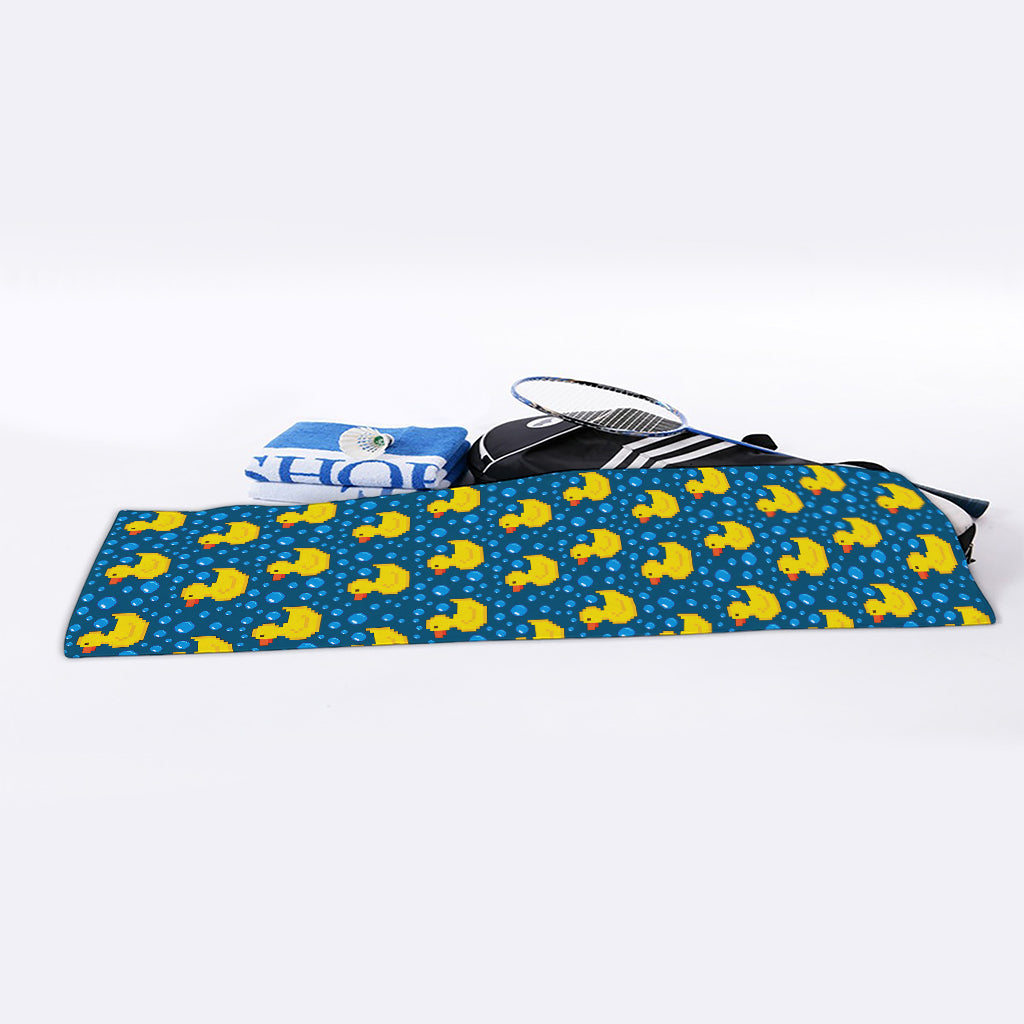 Pixel Rubber Duck Pattern Print Sports Towel