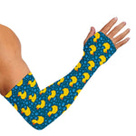 Pixel Rubber Duck Pattern Print Sun Protection Arm Sleeves