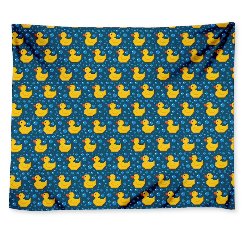 Pixel Rubber Duck Pattern Print Tapestry