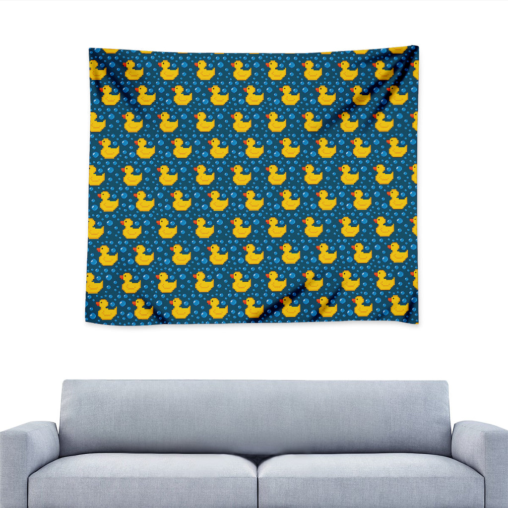 Pixel Rubber Duck Pattern Print Tapestry