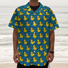 Pixel Rubber Duck Pattern Print Textured Short Sleeve Shirt