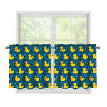 Pixel Rubber Duck Pattern Print Tier Curtains