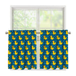 Pixel Rubber Duck Pattern Print Tier Curtains