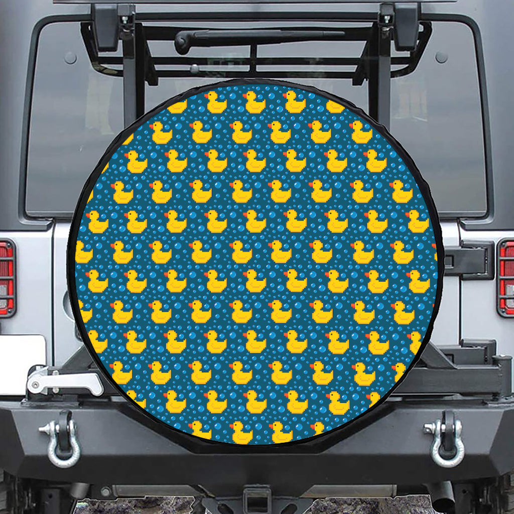Pixel Rubber Duck Pattern Print Tire Cover