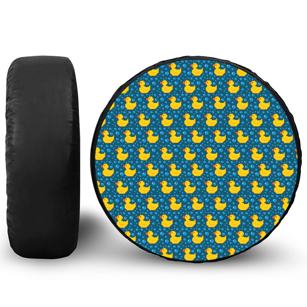 Pixel Rubber Duck Pattern Print Tire Cover