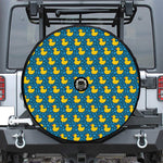 Pixel Rubber Duck Pattern Print Tire Cover With Camera Hole