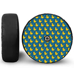 Pixel Rubber Duck Pattern Print Tire Cover With Camera Hole