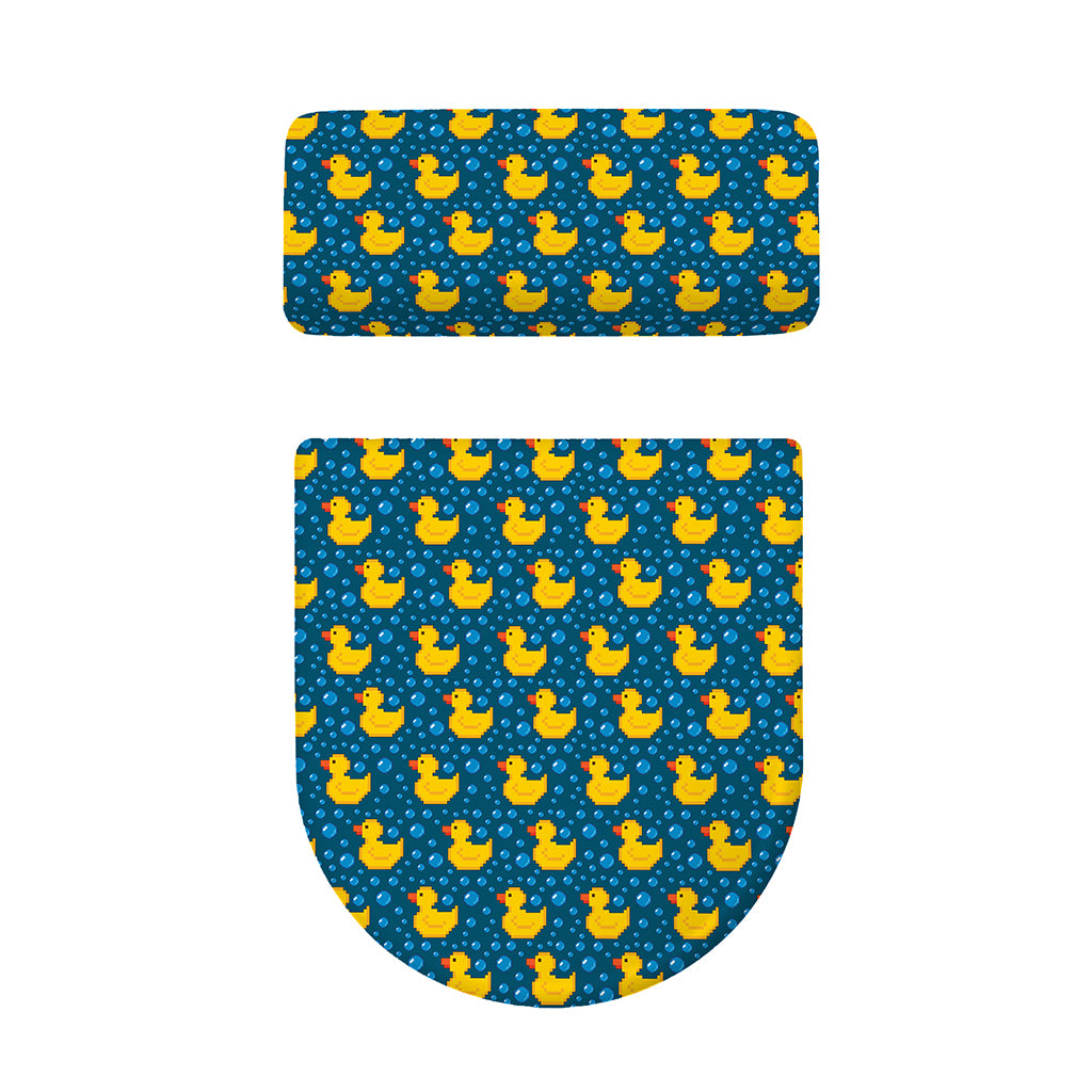 Pixel Rubber Duck Pattern Print Toilet Lid And Tank Cover Set