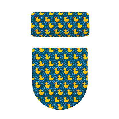 Pixel Rubber Duck Pattern Print Toilet Lid And Tank Cover Set