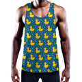 Pixel Rubber Duck Pattern Print Men's Workout Tank Top