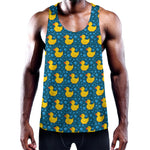 Pixel Rubber Duck Pattern Print Training Tank Top