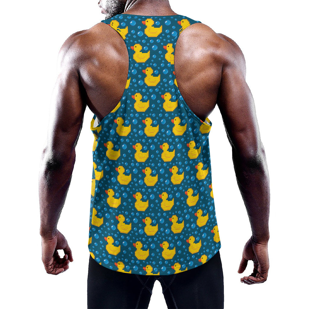 Pixel Rubber Duck Pattern Print Training Tank Top