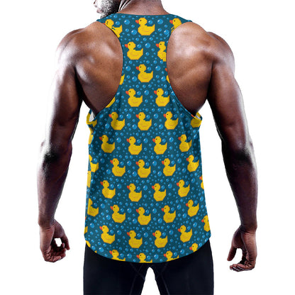 Pixel Rubber Duck Pattern Print Training Tank Top
