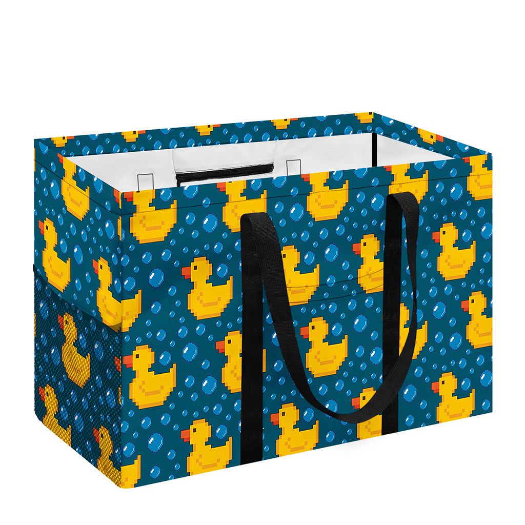 Pixel Rubber Duck Pattern Print Utility Tote Bag