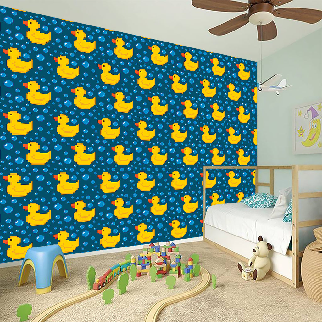 Pixel Rubber Duck Pattern Print Wall Sticker