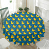 Pixel Rubber Duck Pattern Print Waterproof Round Tablecloth