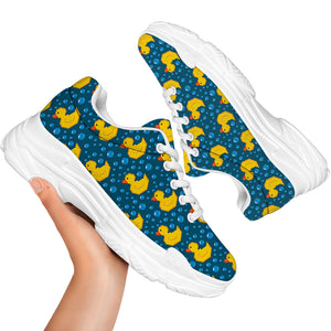 Pixel Rubber Duck Pattern Print White Chunky Shoes