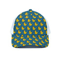 Pixel Rubber Duck Pattern Print White Mesh Trucker Hat