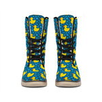 Pixel Rubber Duck Pattern Print Winter Boots