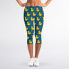 Pixel Rubber Duck Pattern Print Women's Capri Leggings