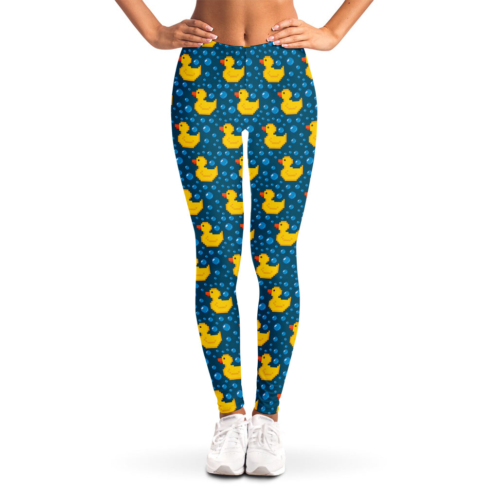 Pixel Rubber Duck Pattern Print Women's Leggings