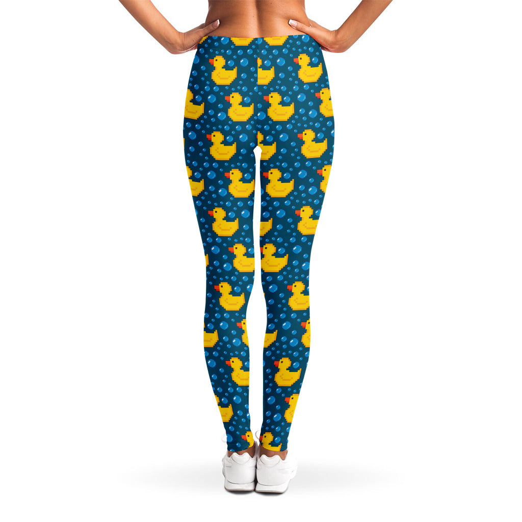 Pixel Rubber Duck Pattern Print Women's Leggings