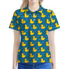 Pixel Rubber Duck Pattern Print Women's Polo Shirt