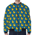 Pixel Rubber Duck Pattern Print Zip Sleeve Bomber Jacket