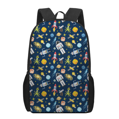 Pixel Space Pattern Print 17 Inch Backpack