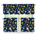 Pixel Space Pattern Print 3 Piece Kitchen Curtains