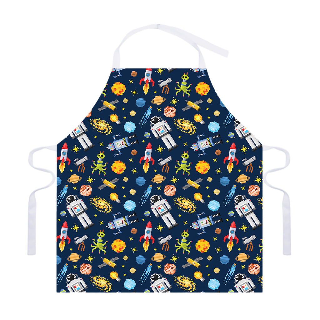 Pixel Space Pattern Print Adjustable Apron