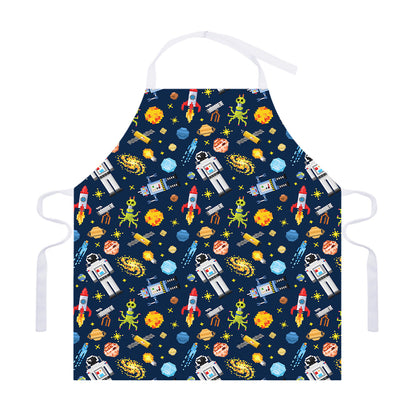 Pixel Space Pattern Print Adjustable Apron