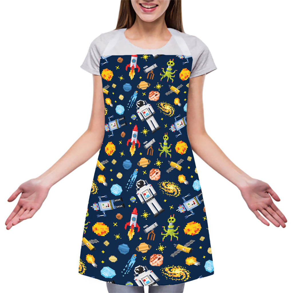 Pixel Space Pattern Print Adjustable Apron