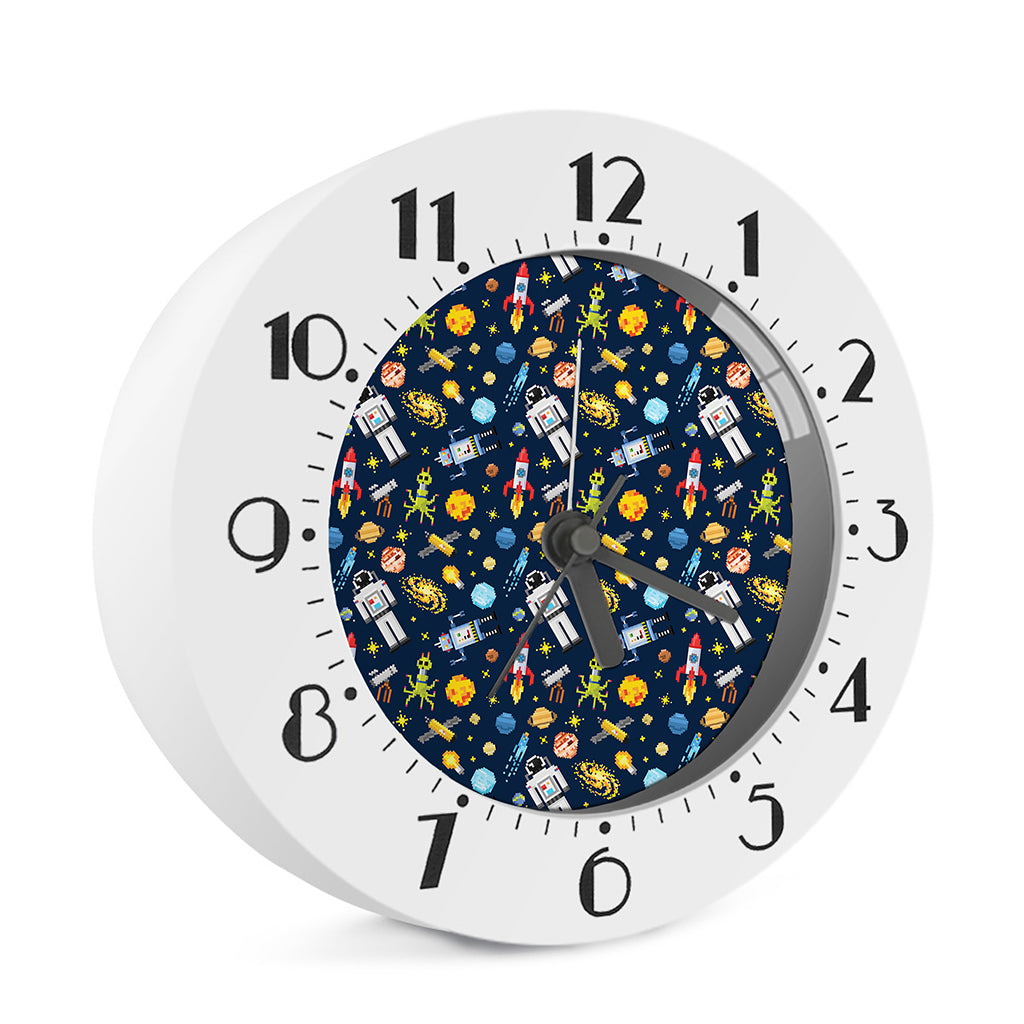Pixel Space Pattern Print Alarm Clock