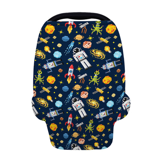 Pixel Space Pattern Print Baby Seat Cover