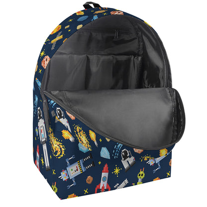 Pixel Space Pattern Print Backpack
