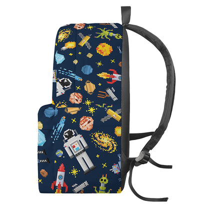 Pixel Space Pattern Print Backpack