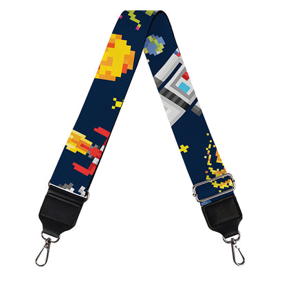 Pixel Space Pattern Print Bag Strap
