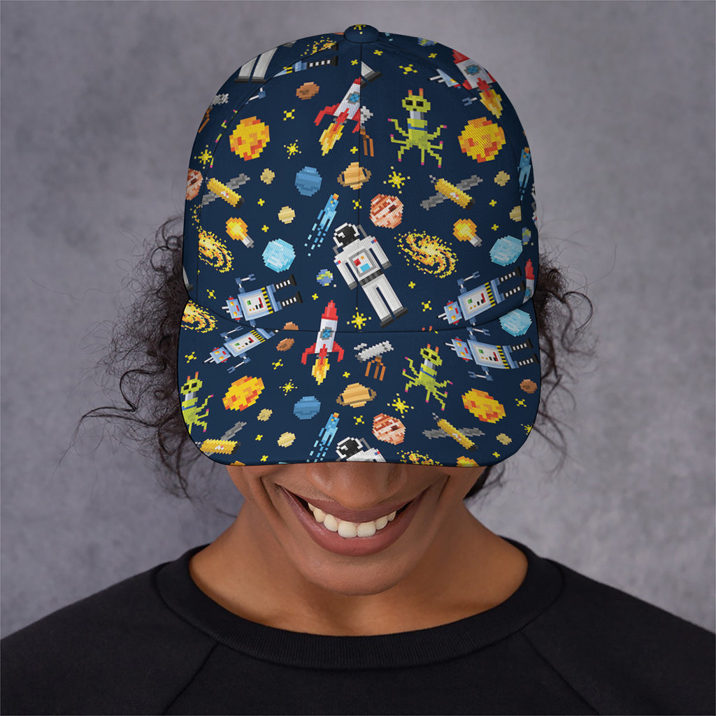 Pixel Space Pattern Print Baseball Cap