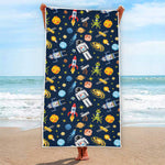 Pixel Space Pattern Print Beach Towel