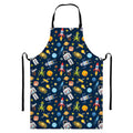 Pixel Space Pattern Print Bib Apron With Pocket