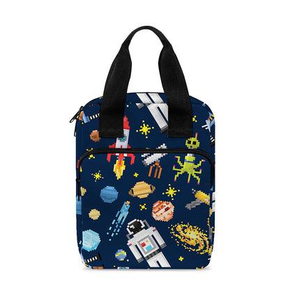 Pixel Space Pattern Print Bible Tote Bag