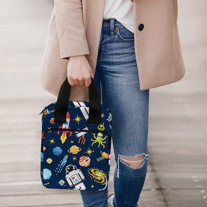 Pixel Space Pattern Print Bible Tote Bag